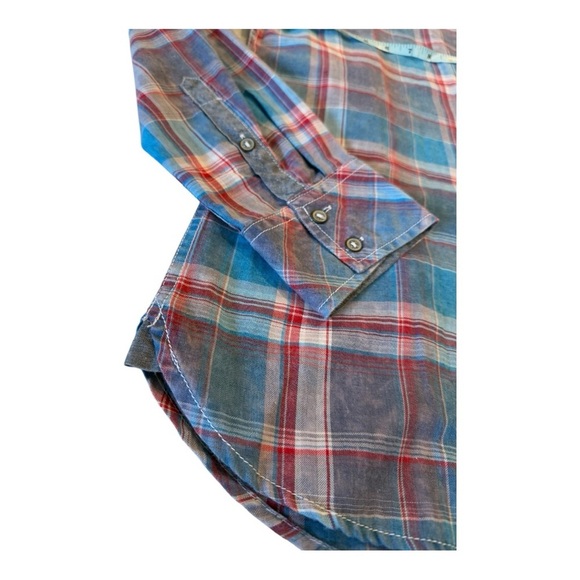 Buckle Depart West Plaid Lightweight Cotton Button Down Shirt Large Blue Grey - Picture 3 of 15